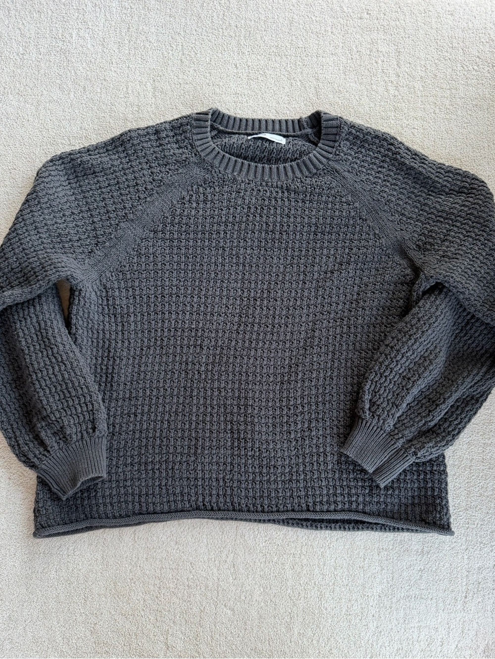 Sonoma Goods For Life Sweater Womens L Gray Chunky Knit Crewneck Cotton Blend